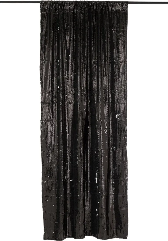 J-Line gordijn Omkeerbaar Sequin - textiel - zwart/zilver