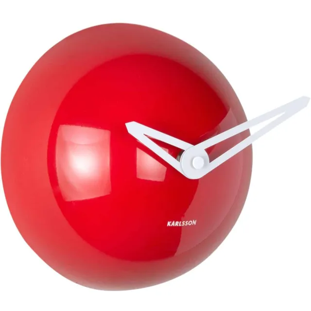 Karlsson Wandklok Cool Retro Cap - Helderrood - Ø15cm - Wandklok Modern