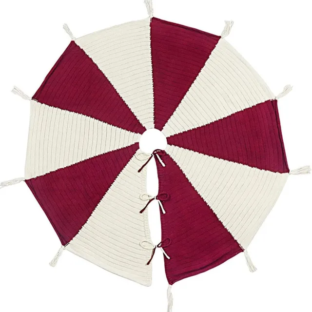 whiqutey Kerstboomrok-Wit-Rood-Met-Flowers-122cm-Diameter-Kerstboom-Accessoire