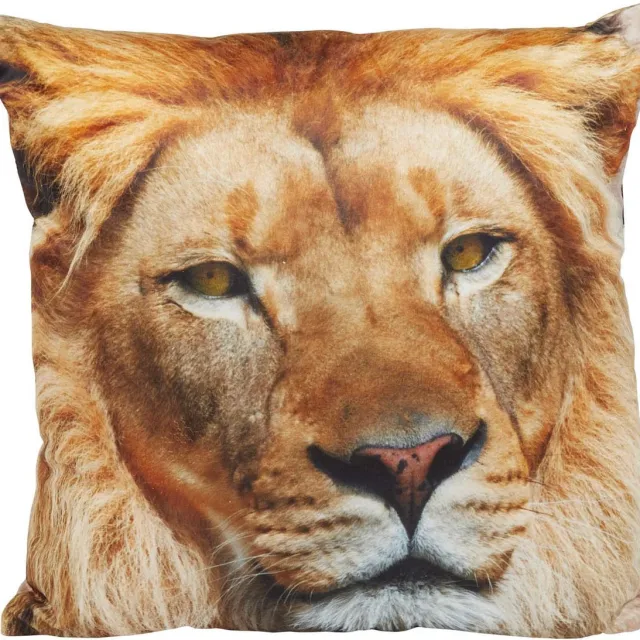 Ravensden Woon sierkussen - leeuw foto print - 40 x 40 cm - Leeuwprint dieren kussen - Woonaccessoires Multi