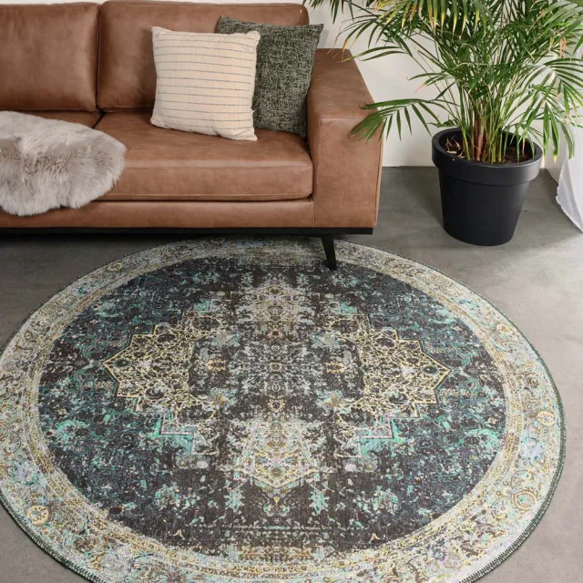 Heritaged Rond vintage vloerkleed - Fade No.2 groen 250