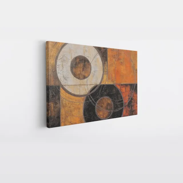 Saammp Canvas Schilderij - Cirkels - Abstract kunstwerk - 50x40 - Foto op canvas - Wanddecoratie - Muurdecoratie Woonkamer - Slaapkamer decoratie - Canvas Print Multicolor
