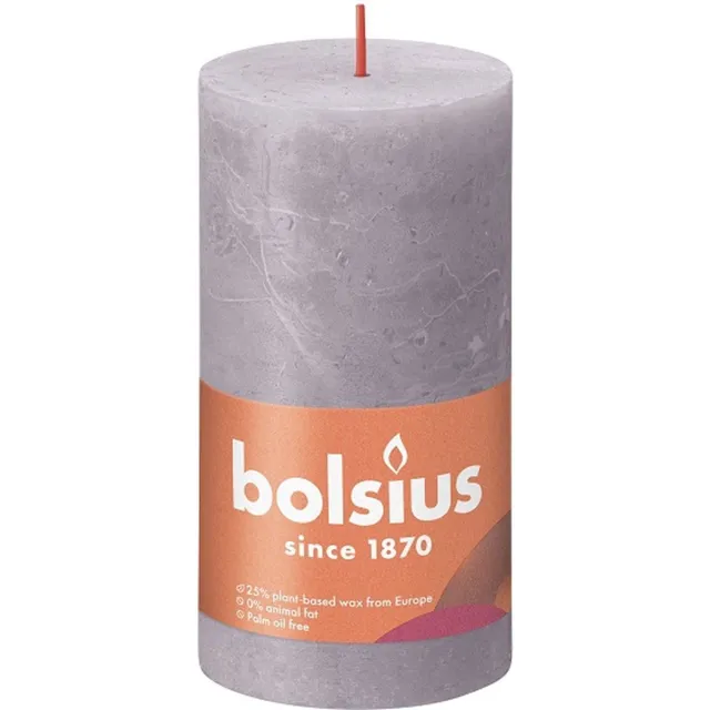 Bolsius 4 stuks Bolsius paars rustiek stompkaarsen 130/68 (60 uur) Eco Shine Frosted Lavender