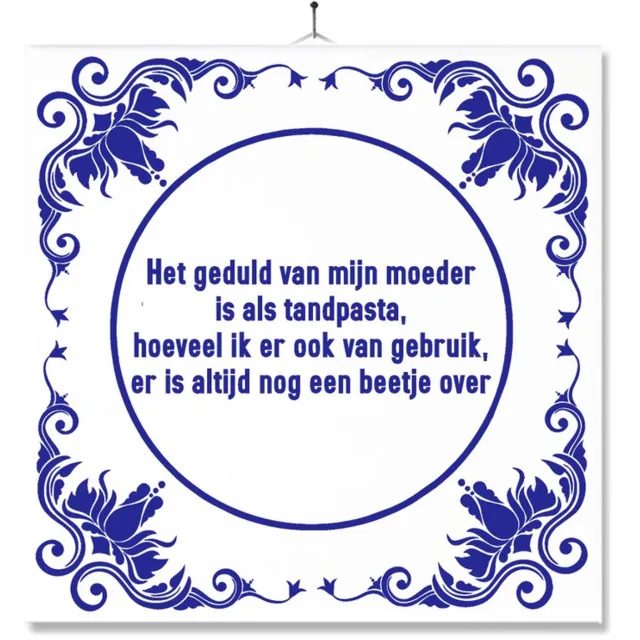 MC Living Tegel Met Opdruk | Grappig | Humor | Verjaardag kado | Toilet WC | Het geduld van mijn moeder is als tandpasta Multi-Color