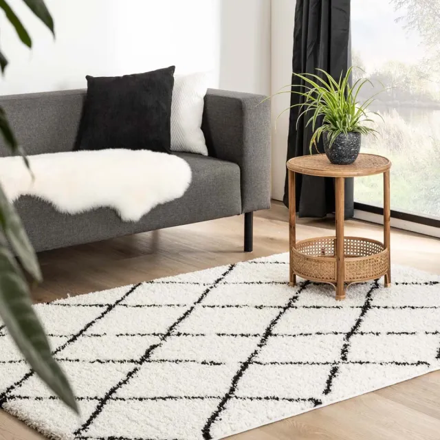 Boho&me Berber vloerkleed - Habitat wit/zwart 120x170