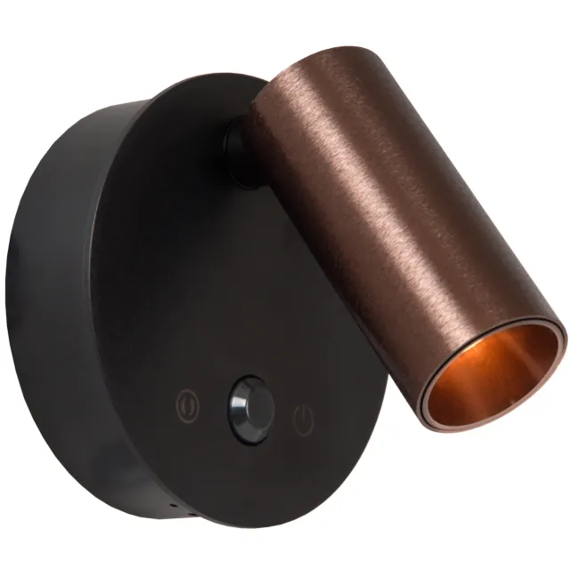 Lucide TONI - Oplaadbare Wandspot / Wandlamp - Accu/Batterij - Ø 8,1 cm - LED Dimb. - CCT - 1x2W 2700K/4000K - Bewegingssensor (uitschakelbaar) - Magnetisch - Koffie Koffie, Zwart