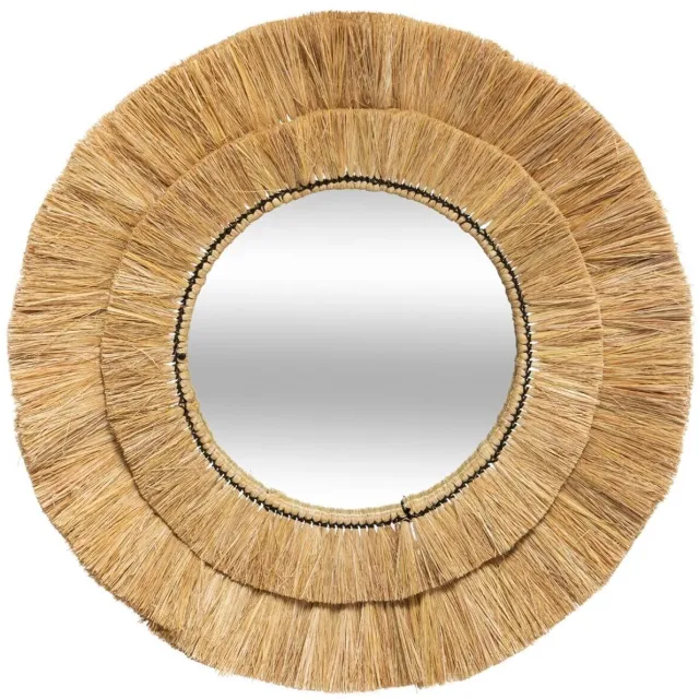 Atmosphera Créateur d'intérieur® Zonnespiegel SAFARI, met rieten frame, Ø 57 cm Beige