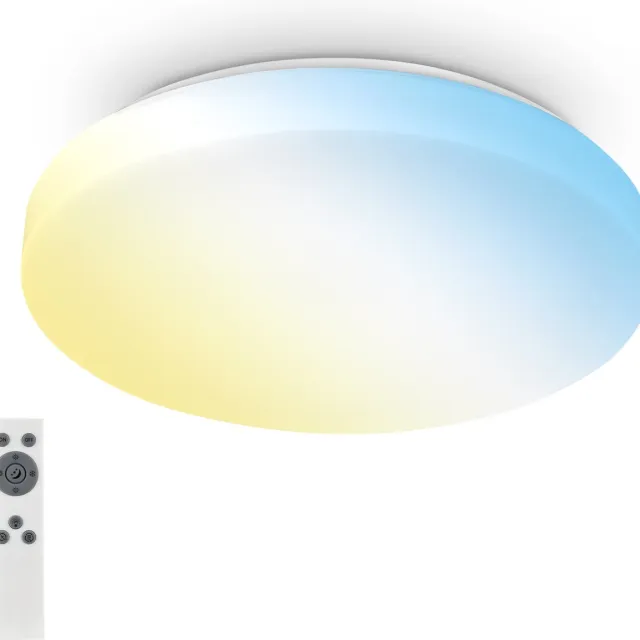 Briloner Rowny - LED Badkamerverlichting - dimbaar - met afstandsbediening - plafonniére met CCT & nachtlichtfunctie - Ø39cm - Wit
