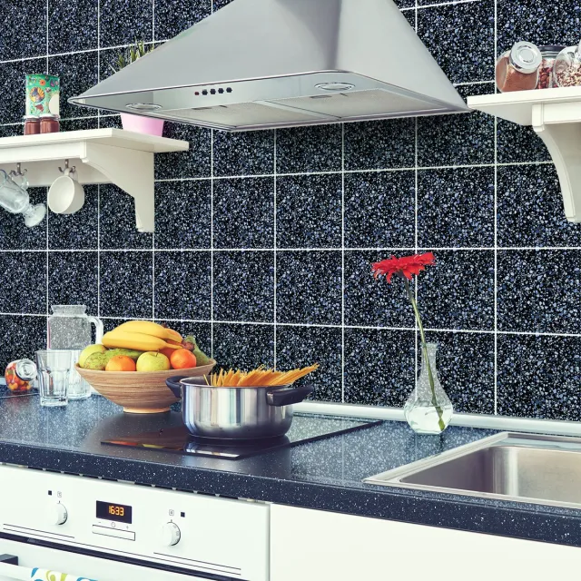 Ambiance Sticker Zelfklevende tegelmuurstickers voor keuken en badkamer - 60 terrazzo tegelstickers - 60 stickers 15x15cm Multi color