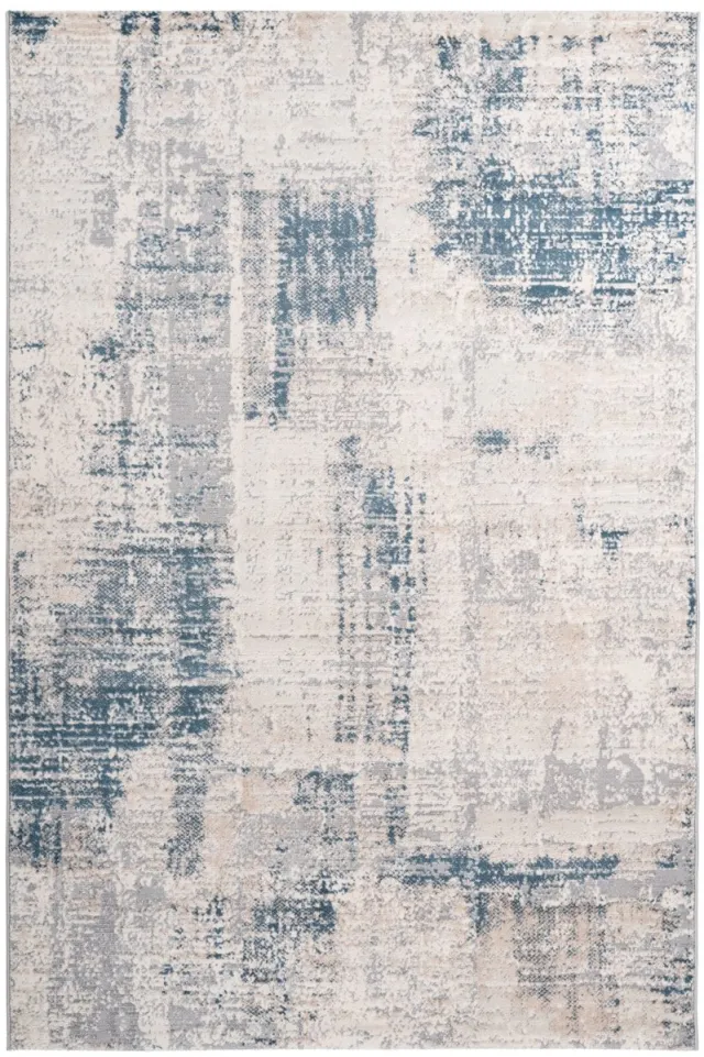 Padiro design laagpolig vloerkleed 80 x 150 cm - lichtbeige - modern abstract ontwerp - voor vloerverwarming - van polypropyleen, polyester en jute
