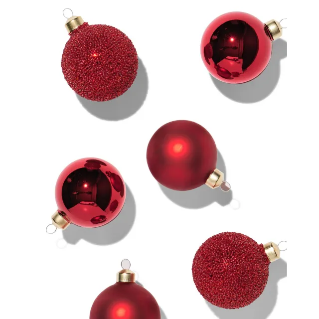 HEMA Kerstballen glas rood - 6 stuks (rood)