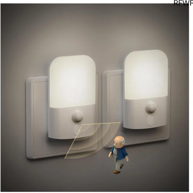 RFWR Nachtlampje met Bewegingssensor en 5 Helderheidsinstellingen - Stopcontactverlichting voor Slaapkamer en Hal 6000 K koudwit licht