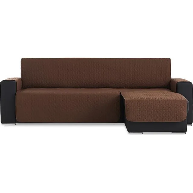 Belmarti Geo Quilt Chaise Longue Rechts - Bankbeschermer - 200cm breed - Bruin - Teflon beschermlaag - OekoTex keurmerk