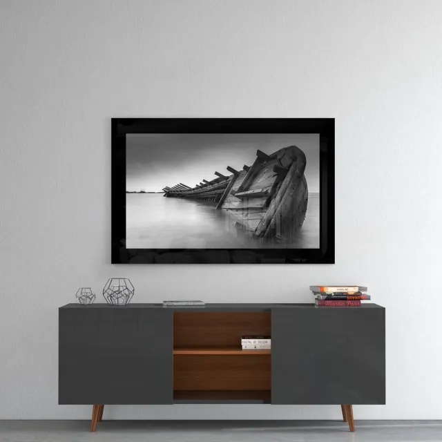 Insigne Art Glasschilderij – Verlaten Boot – Moderne Wanddecoratie Meerkleurig