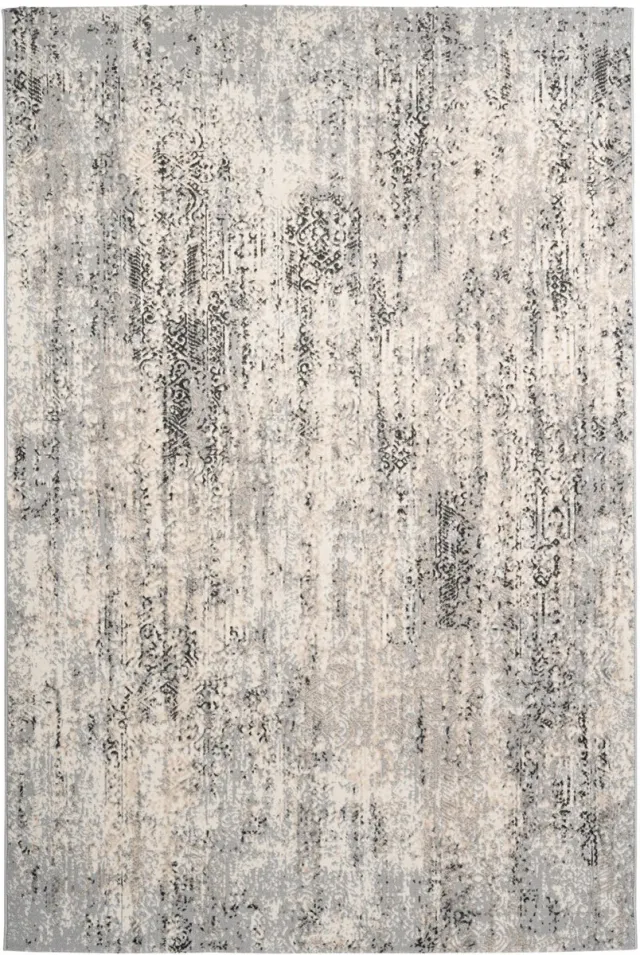 Padiro design laagpolig vloerkleed 120 x 170 cm - lichtbeige - modern abstract ontwerp - voor vloerverwarming - van polypropyleen, polyester en jute