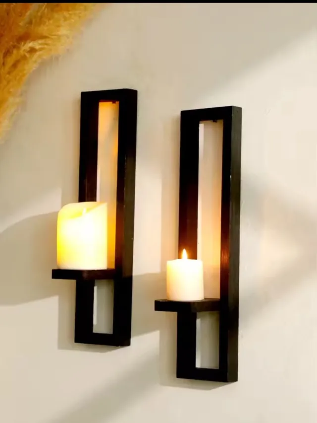 Agdesign Zwarte houten wandgemonteerde kandelaars Rustieke displaystandaards Decoratieve schansenplanken voor woonkamer, slaapkamer en woondecoratie 4