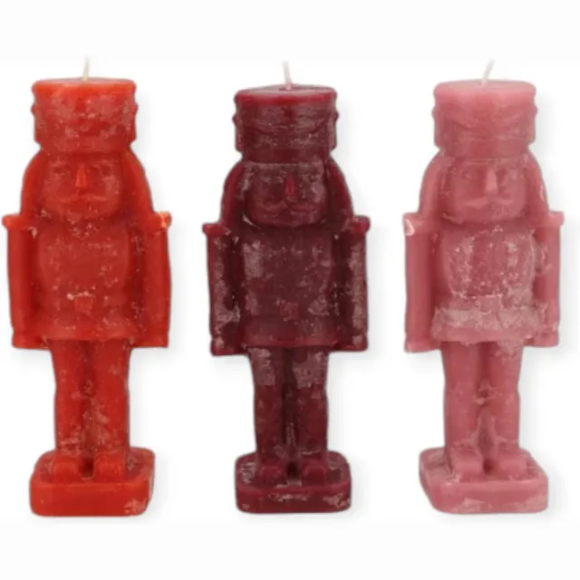 DK design Daan Kromhout - Kaarsen - Set/3 - De notenkraker - Kerst - Rood tinten - 4x12cm