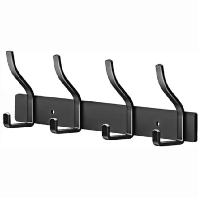 IBORA Wandgarderobe met 4 haken voor jassen en accessoires - stijlvolle wandhaak voor elke ruimte zwart