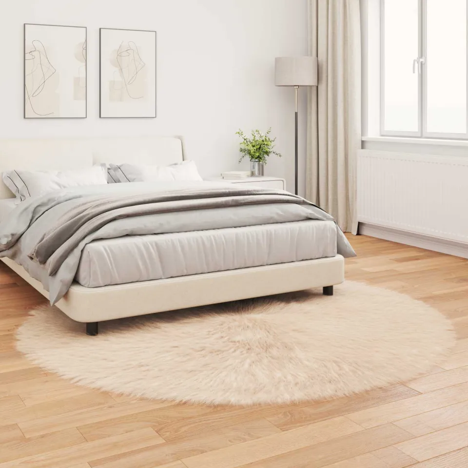 vidaXL Tapijt van imitatie TAFALLA Beige Ø 200 cm Polyester, foto 3