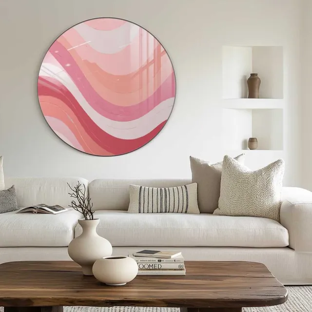 Luxe Kleurrijke Roodtinten Muurcirkel - Luxe Muurcirkel 120x120 cm op Dibond - Sfeervolle Wanddecoratie voor Woonkamer & Slaapkamer Multicolor