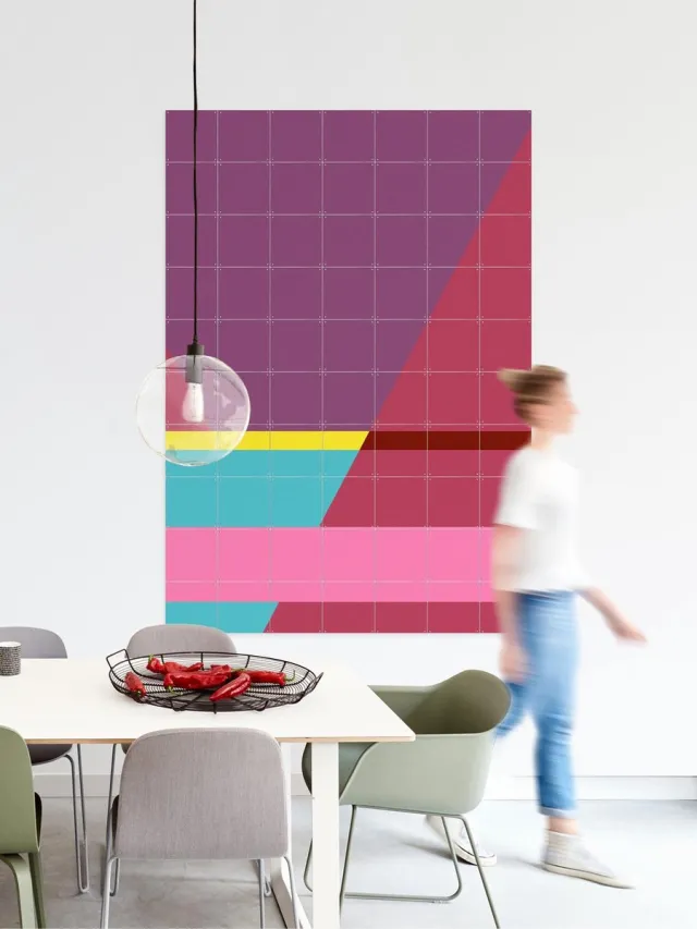 IXXI Many Shapes of... 3, Studio Kars + Boom - 80 x 100 cm - Grote wanddecoratie en posters - Grafisch Ontwerp, Abstract, Minimalisme, Woonkamer Roze / Paars