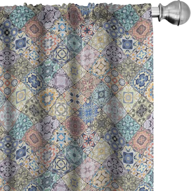 ABAKUHAUS Geometrische Gordijnen – 2x75x245 cm – Mikrofaser Mehrfarbig
