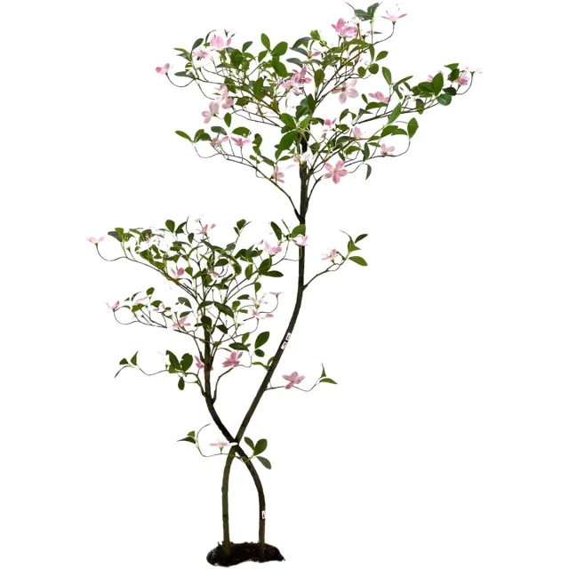 Happiq Kunstmatige jasmijnplant - Voor huis en kantoor - Kunstbloemboom, decoratief, geschikt als cadeau - Witte bloempot - Roze-150cm Pink