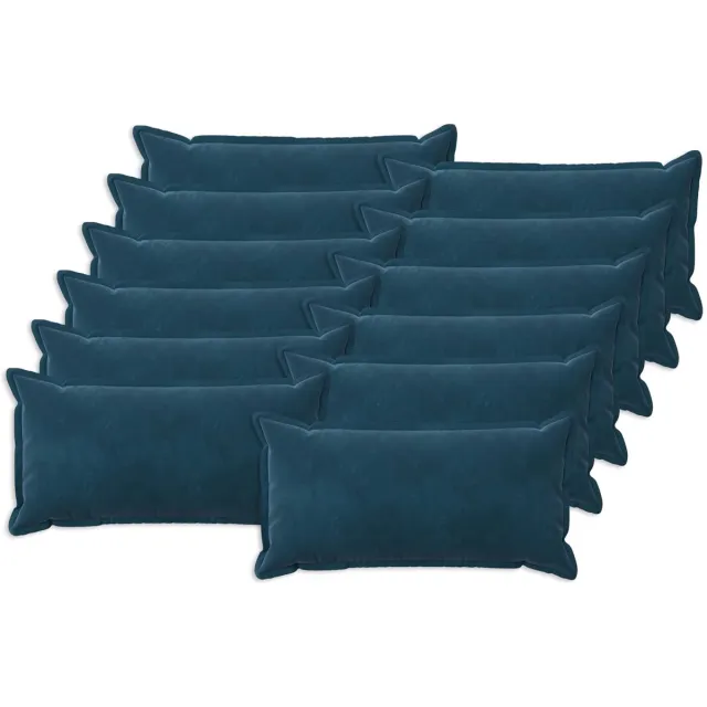 vidaXL Dekenkussen - 12 - st - HOUTEN - Blauw - 40 - x - 80 - cm - fluweel
