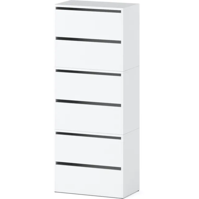 Meubel Square Schoenenkast STEP - Set van 3 - Mat Wit - Modulaire schoenenkast zonder handgrepen