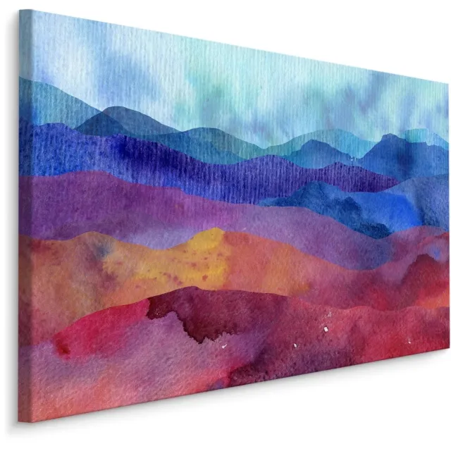 karo-art Schilderij - Prachtig Abstract van Heuvels, Multikleur, Premium print