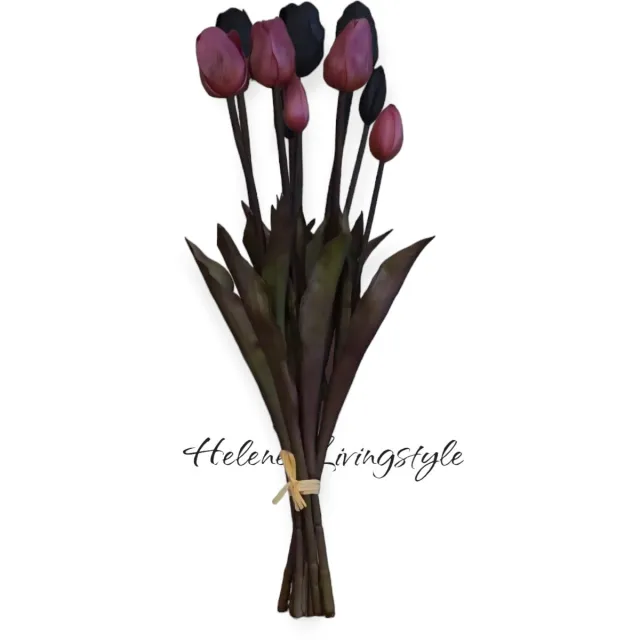 Countryfield Kunst tulpen-bloemen- kunst- voorjaar- Paars- Tulp Boeket Paars- Decoration4style - 47cm - 5 stelen - nep tulpen die net echt lijken - kunstbloemen