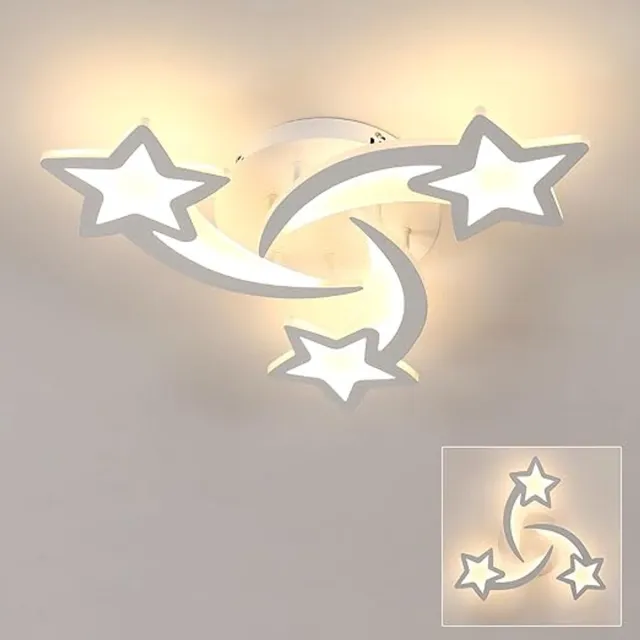 Goeco Haobosic - plafondlamp, creatieve LED-plafondlamp met stervorm, 38W 3420LM plafondlamp, warme kroonluchter van 3000K voor in de slaapkamer, plafondlamp voor in de woonkamer Wit