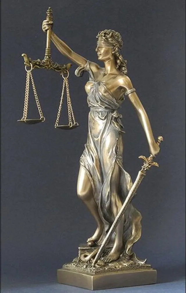 Parastone beeld Vrouwe Justitia brons / blauw