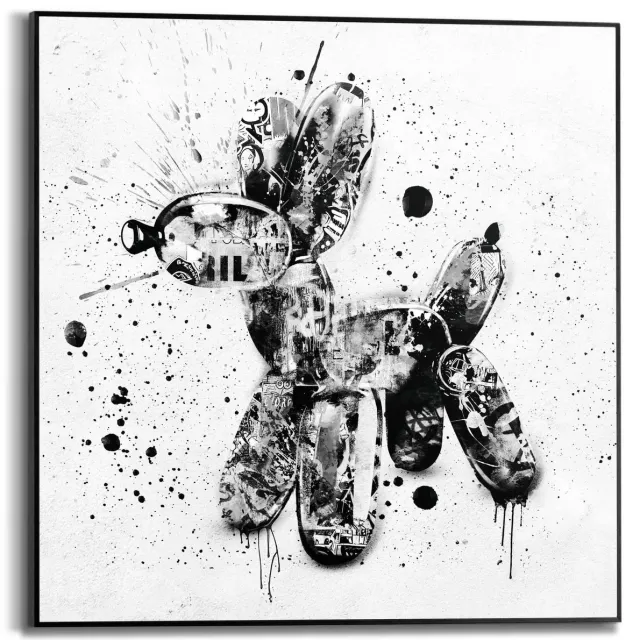 Reinders Schilderij Ballonhond - 50 x 50 - Hout - REINDERS Zwart-Wit Zwart