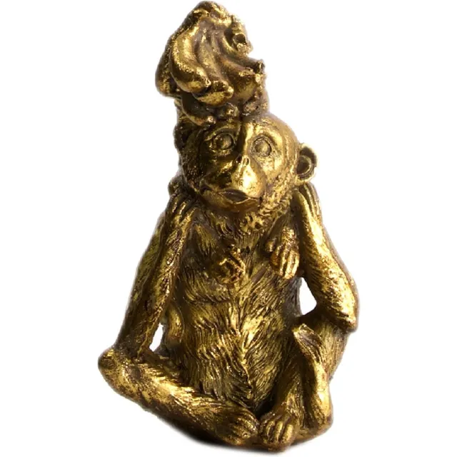Dijk Naturel Collections Apen beeldje polyresin 9x7x8.5cm Goud