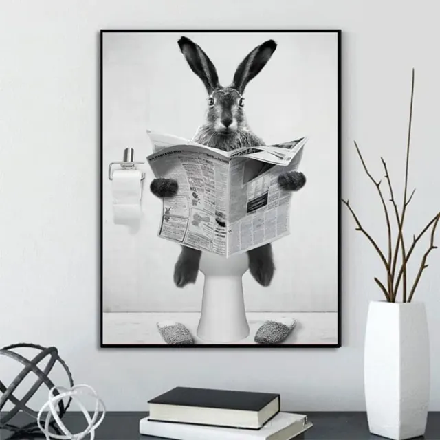 Ibenzoa Humoristische zwart-wit canvasprint van dieren voor stijlvolle wanddecoratie Zwart wit