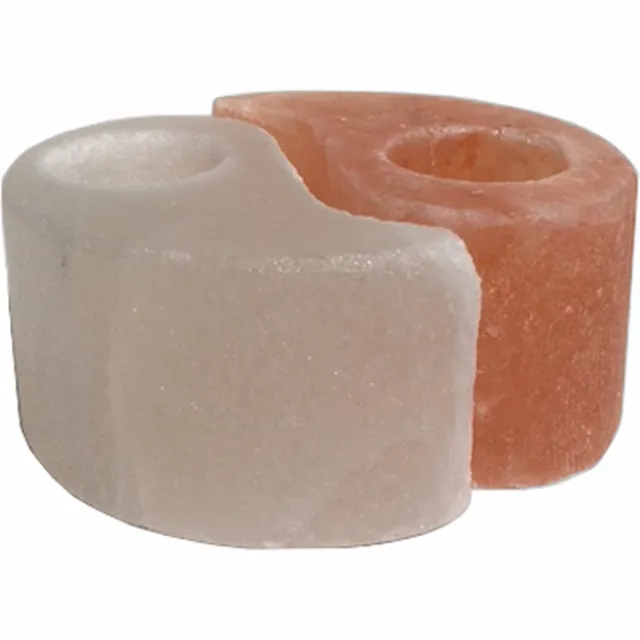 Natural Bio Store Finest Selection Himalaya Zoutsteen YIN YANG THEELICHTHOUDER incl. theelichtjes Wit/Roze-oranje