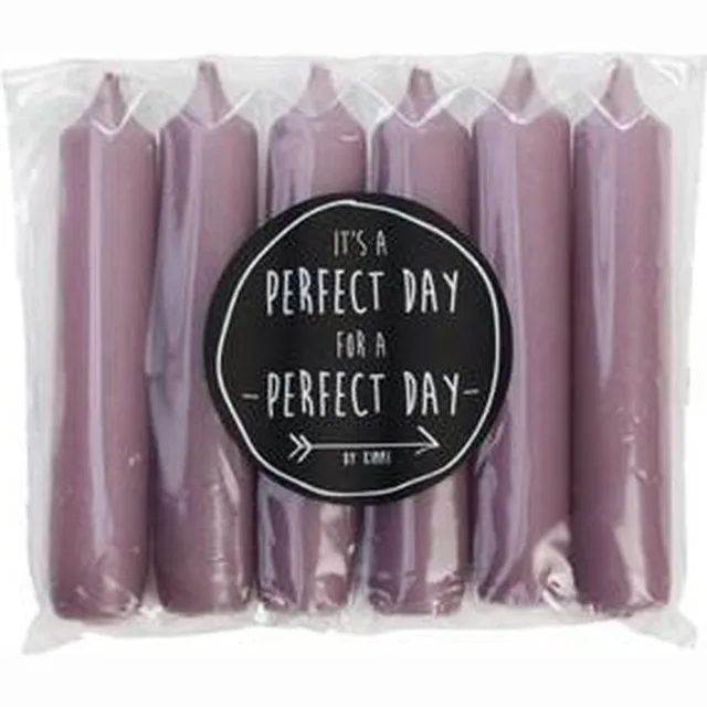 Rustik Lys Dinerkaarsen - 3 x 6 Stuks - Mauve - 2.1 x 12 cm