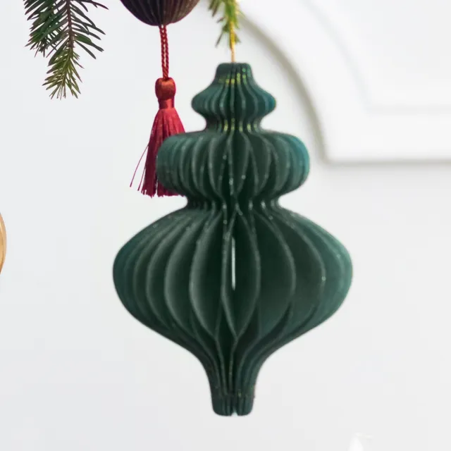 PartyDeco Kersthanger Groen Pegel - 15 cm