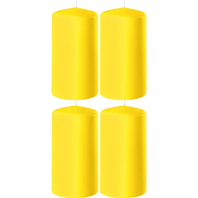 Enlightening Candles 4x Gele cilinderkaarsen/stompkaarsen 6 x 15 cm 58 branduren - Geurloze kaarsen geel - Woondecoraties