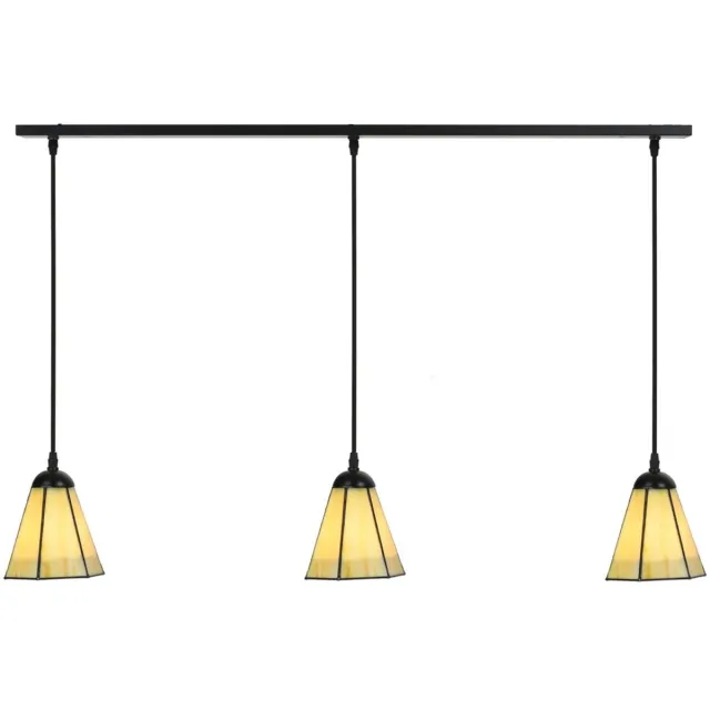 Coloured by Art 3 x Tiffany Narcissus lampen aan plafondbalk - Art Deco Trade Geel