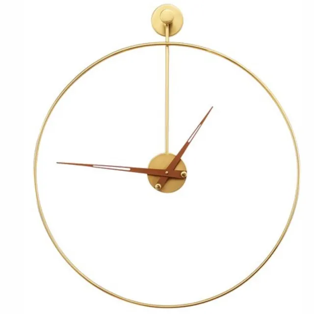 LUXALIVING Wandklok Goud 50 cm – Grote Ronde Wandklok – Metalen Klok Zonder Cijfers – Stil Uurwerk – Modern Design