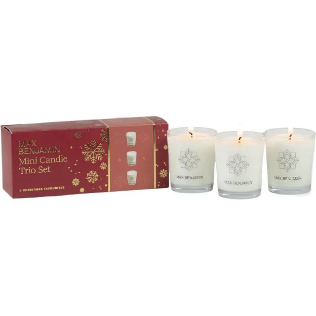 Max Benjamin 3 Mini Geurkaars Cadeauset - Festive Favourites - Kerstcadeau Rood