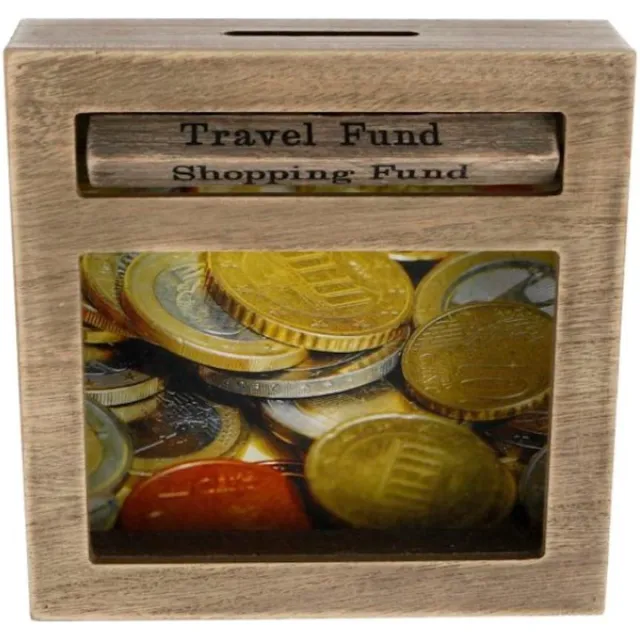 Gifts Amsterdam Spaarpot "Fundbox" 18x18x5cm naturel hout