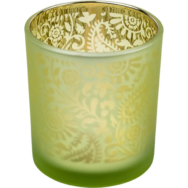 Mars & More Paisley - theelichthouder lime groen glas - 8 cm hoog