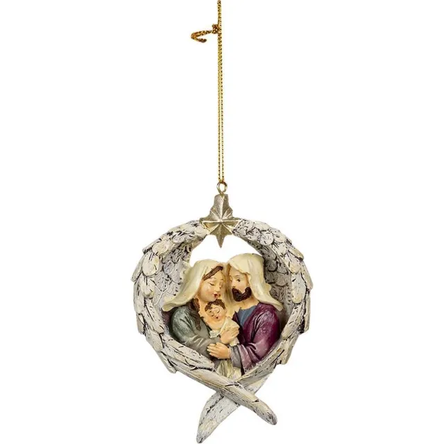 Clayre & Eef Kersthanger 8*3*11 cm Grijs Groen Kunststof Kerstbal Kersversiering Kerstboomversiering