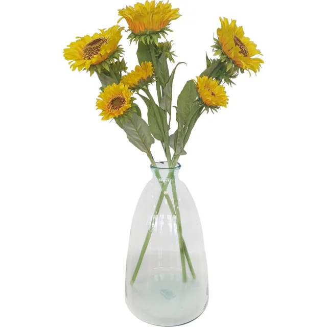 Bellatio Design Kunstbloem Zonnebloem Helianthus XL - 3x - 85 cm - losse steel - kunst zijdebloem - 3 bloemen Geel