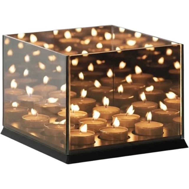 Brixy Waxinelichthouder - Theelichthouder - 9 Waxinelichtjes - Reflecterend Spiegel Glas - Kaarsenhouder - Zwart
