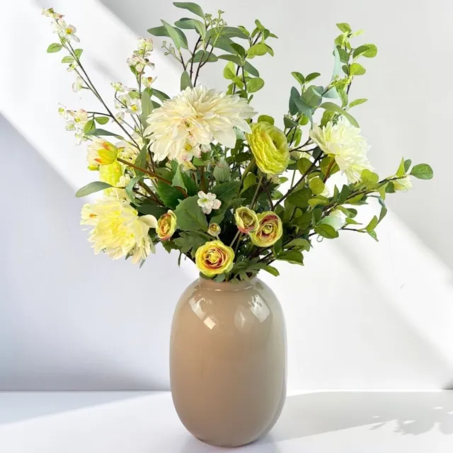 Bloemboetiek Blossom Breeze – Kunstbloemen – Bloemen – Zijden bloemen boeket – Luxe kunstbloemen plukboeket – Wit/ cremè en groen – 65 cm – 12 stelen – Vaas niet inbegrepen