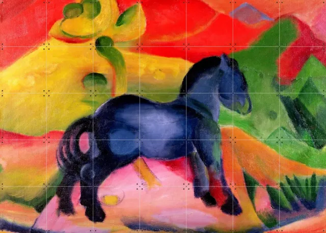 IXXI Little Blue Horse 1912, Franz Marc & Bridgeman Images - 140 x 100 cm - Grote wanddecoratie en posters - Abstract, Olieverf, Klassiek, Kleurrijk Blauw